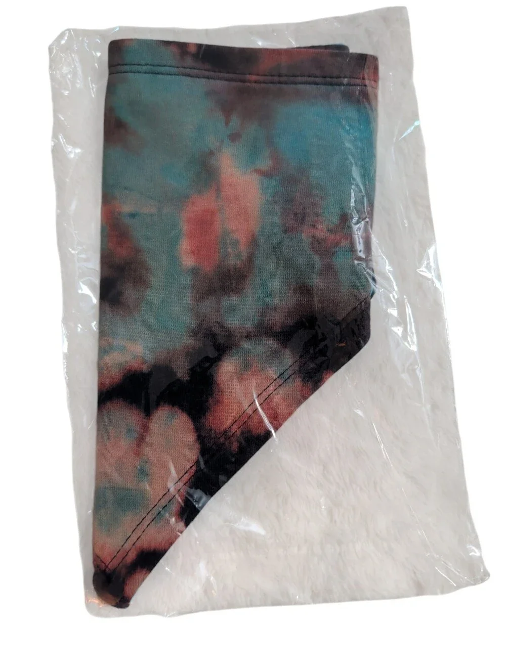 NWOT Tie-Dye Triangle Pet Bandana / Baby Bandaid Bib in Teal, Brown, And Coral